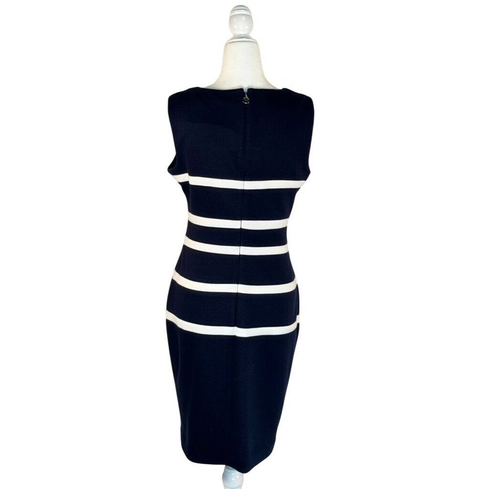 Tommy Hilfiger Size M Blue & White Striped Sheath Dress Womens stretch comfort - Picture 2 of 8